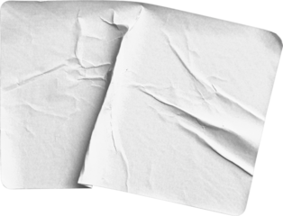 Overlapping Wrinkled White Stickers isolated on transparent background