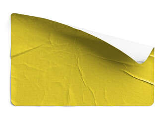 Torn and Wrinkled Yellow Sticker Peeling Back