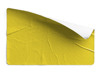 Torn and Wrinkled Yellow Sticker Peeling Back