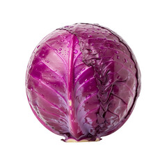 Cabbagehead of ripe red cabbage isolated on transparent background