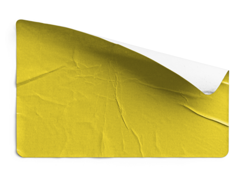 Torn and Wrinkled Yellow Sticker Peeling Back