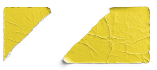 Yellow Torn Sticker in Two Pieces