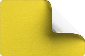 Yellow Paper Sticker with Folded Corner isolated on transparent background