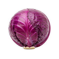 Cabbagehead of ripe red cabbage isolated on transparent background