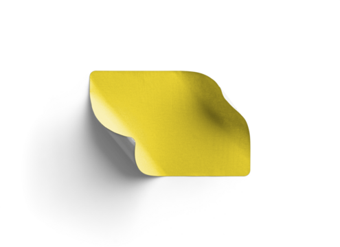 Yellow Curled Sticker with Soft Shadow