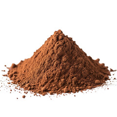pile of rich brown cocoa powder on a black on transparent background