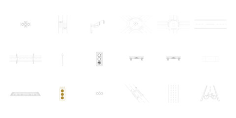 Traffic Light and Road Intersection Schematic Drawings Keywords: traffic signal, traffic light