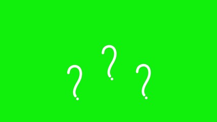 Minimal doodle style question mark icon glowing on green screen, seamless looping animation representing  indication, questioning  and conceptual “why ask” theme for professional motion graphics use.