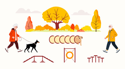Retired people Walk Dog training Agility Activity
