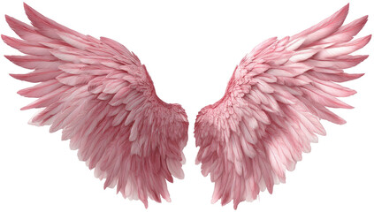 Fototapeta premium Pair of delicate, light pink feathered wings spread open