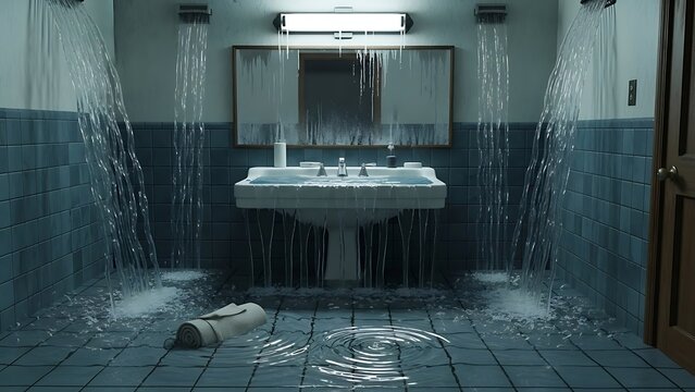 The toilet was outdated and damaged with large amounts of standing water.