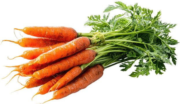 Fresh, earthy orange root vegetables with green leafy tops