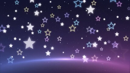 Colorful neon stars and sparkling trail in a magical night sky - Powered by Adobe