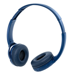Wireless headphones in blue on a white background. Headphones for listening to music