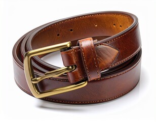 Brown Leather Belt with Gold Buckle – Coiled Craftsmanship for Timeless Style and Durability