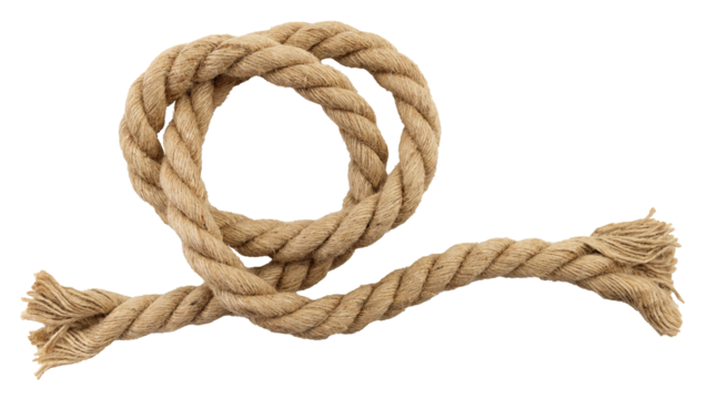 Jute. Twisted linen rope on a white background. Rope