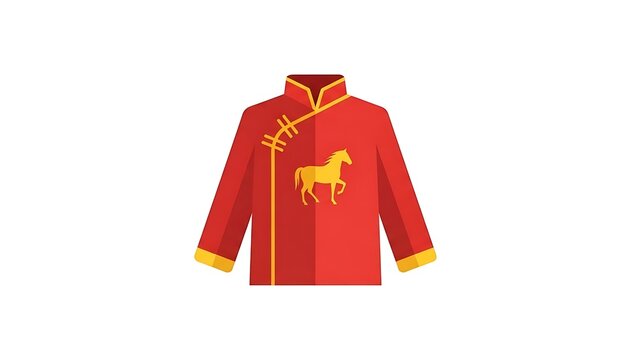 A decorative vector of Chinese New Year floral patterns with red and gold accents, centered on a clean white background
