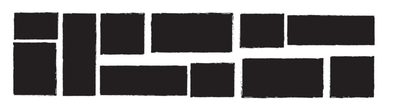 Set of grunge brush with rectangle frame. Text boxes and frames with grungy organic textures. Grunge Background in grunge brush strokes and rectangle.