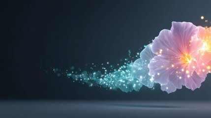 Flower illuminated by soft radiant lights close up of flower with glowing light on its petals