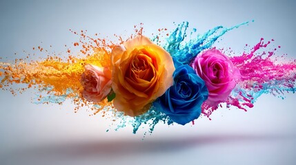 Vibrant roses bloom in captivating display close up of assorted colorful roses in full bloom