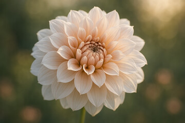 Close-up of a beautiful cream dahlia flower in full bloom with soft petals