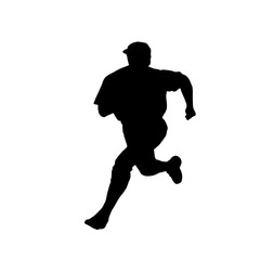 Silhouette of a baseball player running the bases with determination