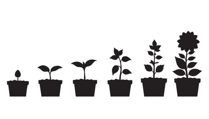 Plant Growth Stages Silhouette Vector for World Soil Day