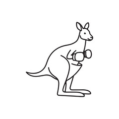Kangaroo boxing silhouette vector flat illustration