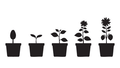 Plant Growth Stages Silhouette Vector for World Soil Day