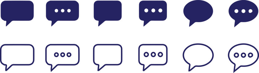 chat message bule bule line icons set vector design 