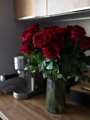 red roses in a vase