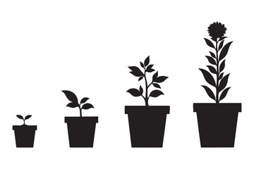 Plant Growth Stages Silhouette Vector for World Soil Day