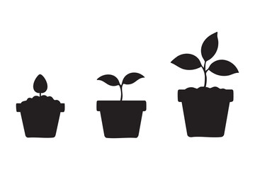 Plant Growth Stages Silhouette Vector for World Soil Day