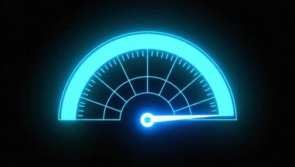 Sleek speedometer animation shows rising performance levels in a glowing blue design against a dark background for dynamic technology visuals - Powered by Adobe