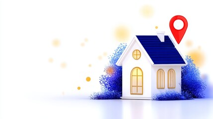 House features red marker indicating specific location single family house shows red mark on its side