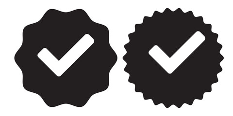 Blue Check Mark and Profile Approved icon set. Verified badge symbol. Blue tick mark icons collection. Social media profile blue check sign © Top