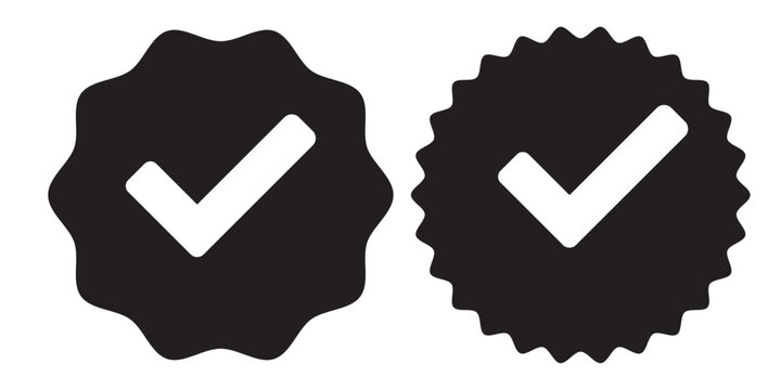 Blue Check Mark and Profile Approved icon set. Verified badge symbol. Blue tick mark icons collection. Social media profile blue check sign