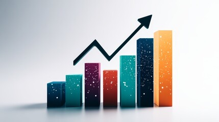 Graph shows upward trend with clear directional arrow visual representation depicts growth indicating positive progress
