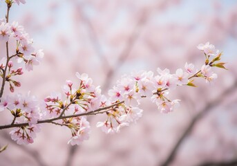 Obraz premium Delicate Pink Cherry Blossom Branch (Sakura)