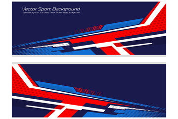 Car wrap design vector, decal livery racing in blue and red color combinations  EPS 10