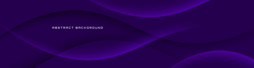 3D purple geometric abstract background overlap layer on dark space with waves effect decoration. Modern graphic design element cutout style concept for web banner, art, flyer, card or brochure cover