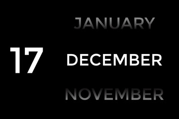 December 17 calendar with black background