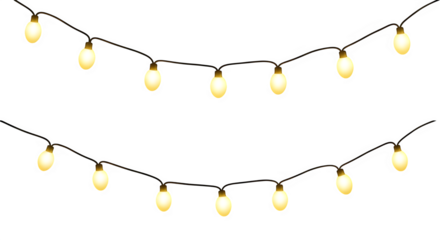 String lights garland decoration isolated on transparent background