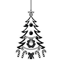 silhouette christmas decoration on white background