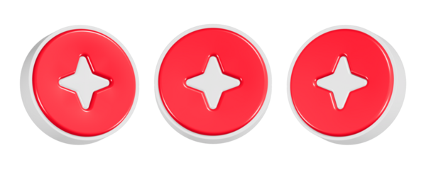 4 star 3d rendering icon in red color