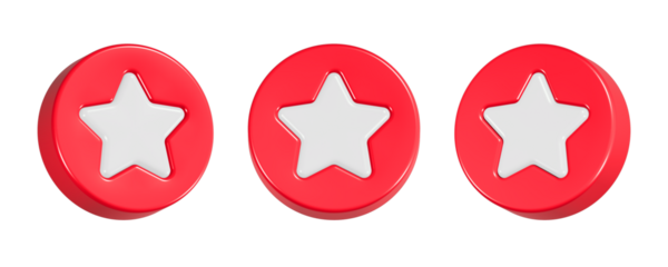 3d rendering icon star in red color
