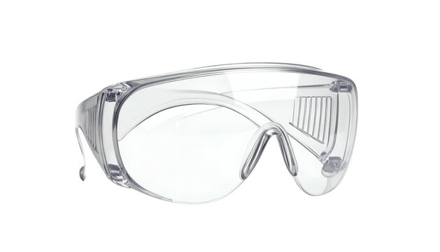 Transparent safety eyewear with clear lenses, protective side shields, and a comfortable nose bridge