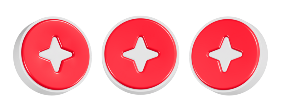 4 star 3d rendering icon in red color