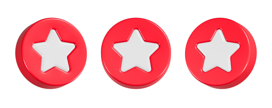 3d rendering icon star in red color