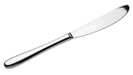 Shiny silver butter knife isolated on a White background